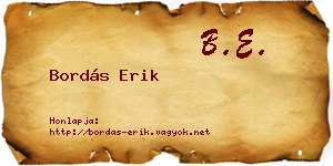 Bordás Erik névjegykártya